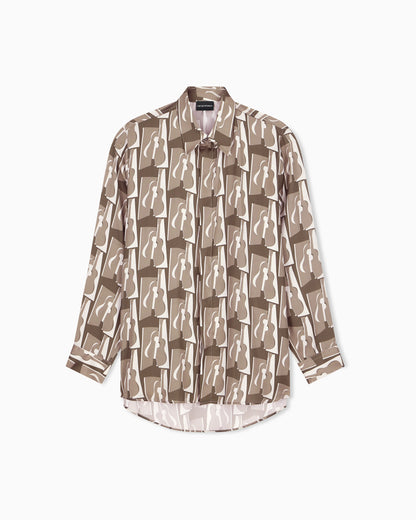 Printed shirt with a classic collar and abstract pattern