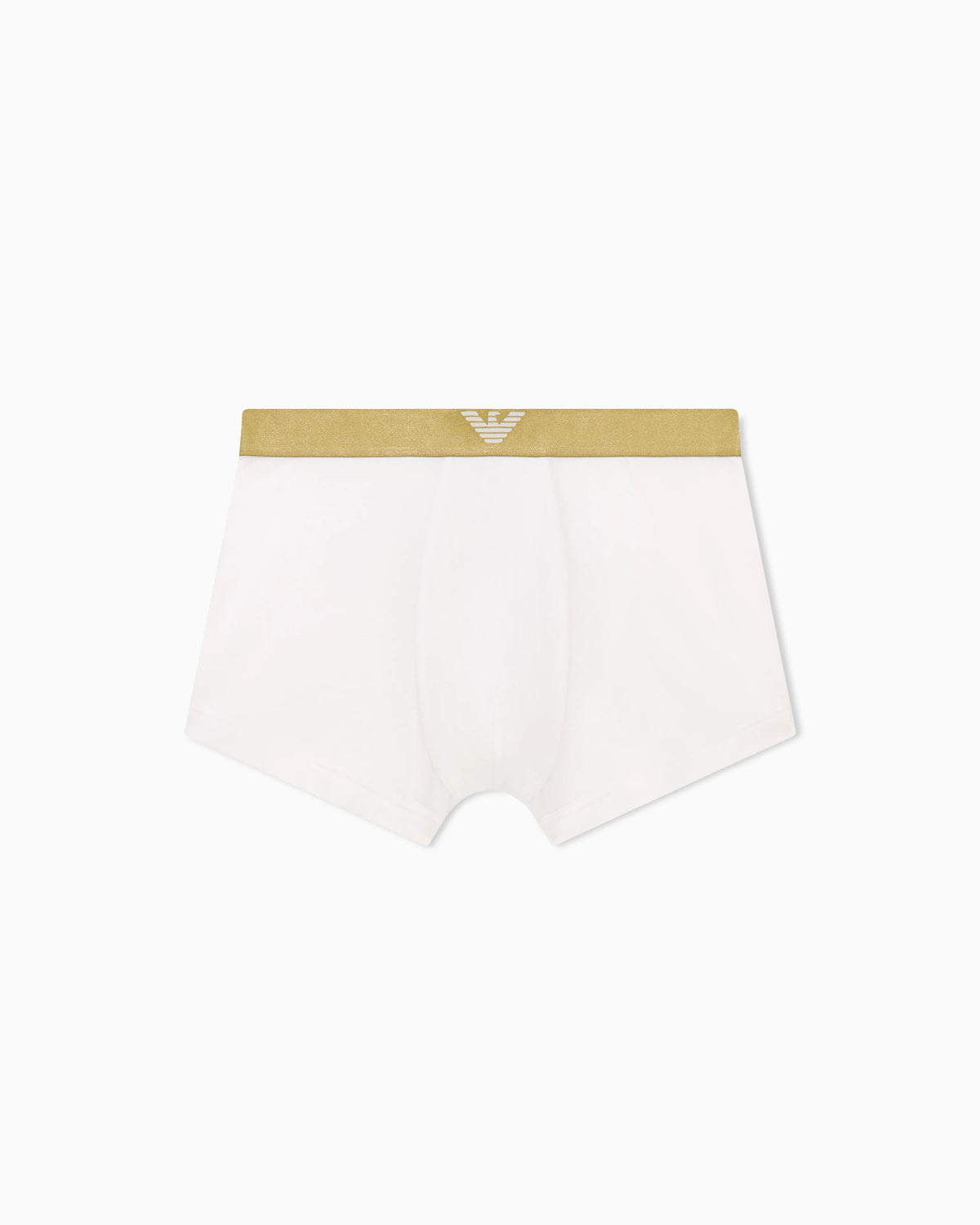 Stretch cotton jersey trunks with a shiny logo band