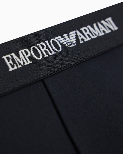 Microfiber jersey trunks with an elastic logo waistband