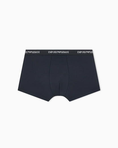 Microfiber jersey trunks with an elastic logo waistband
