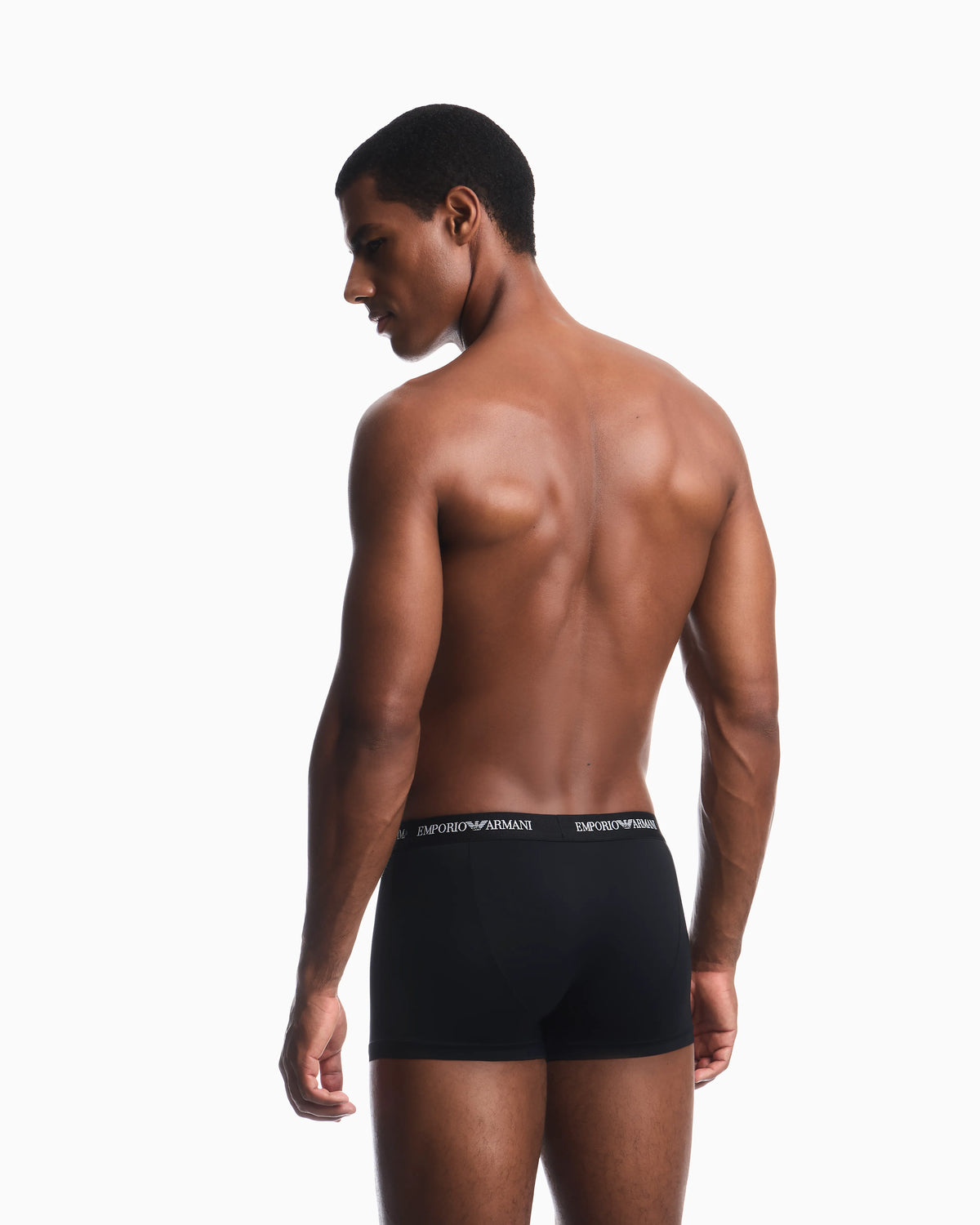 Microfiber jersey trunks with an elastic logo waistband