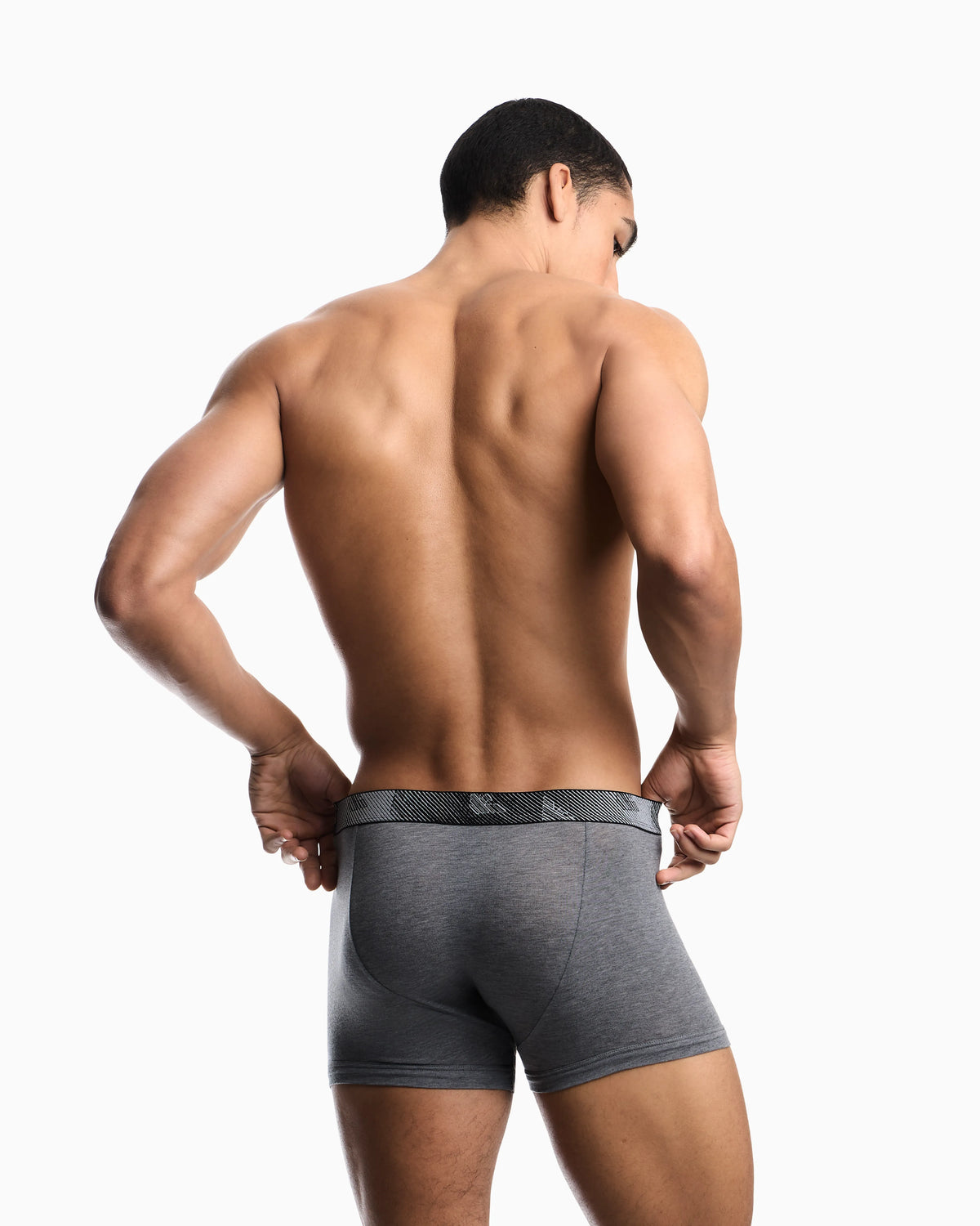 Tech wool jersey trunk with a patterned logo waistband
