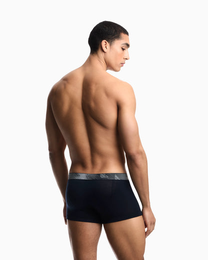 Tech wool jersey trunk with a patterned logo waistband