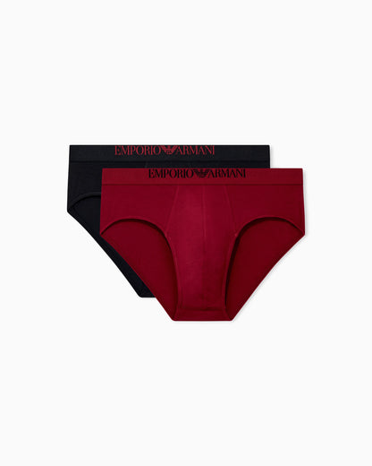Two-pack of eco viscose jersey briefs with logo waistband