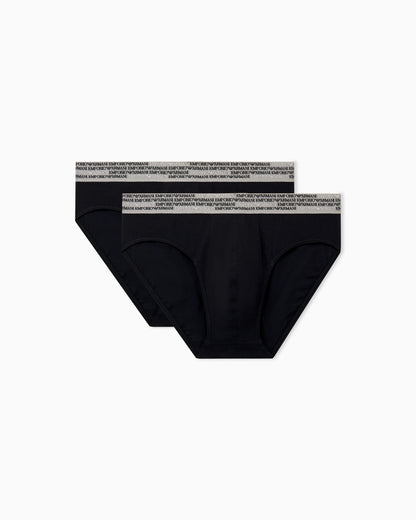 Two-pack of cotton jersey briefs with logo waistband