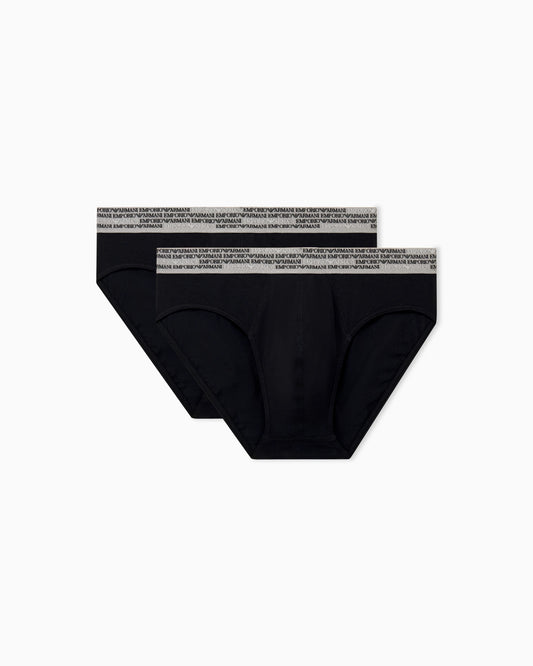 Two-pack of cotton jersey briefs with logo waistband