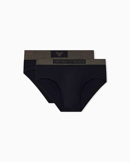 Two-pack cotton jersey briefs with an elastic waistband