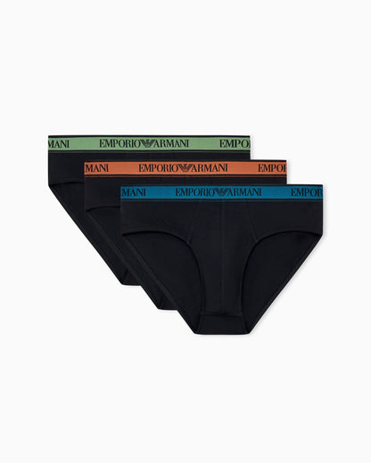 Three-pack of jersey briefs with an elastic logo waistband