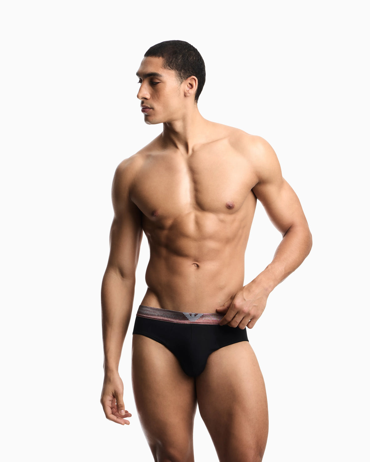Three-pack of cotton briefs with shiny logo waistband