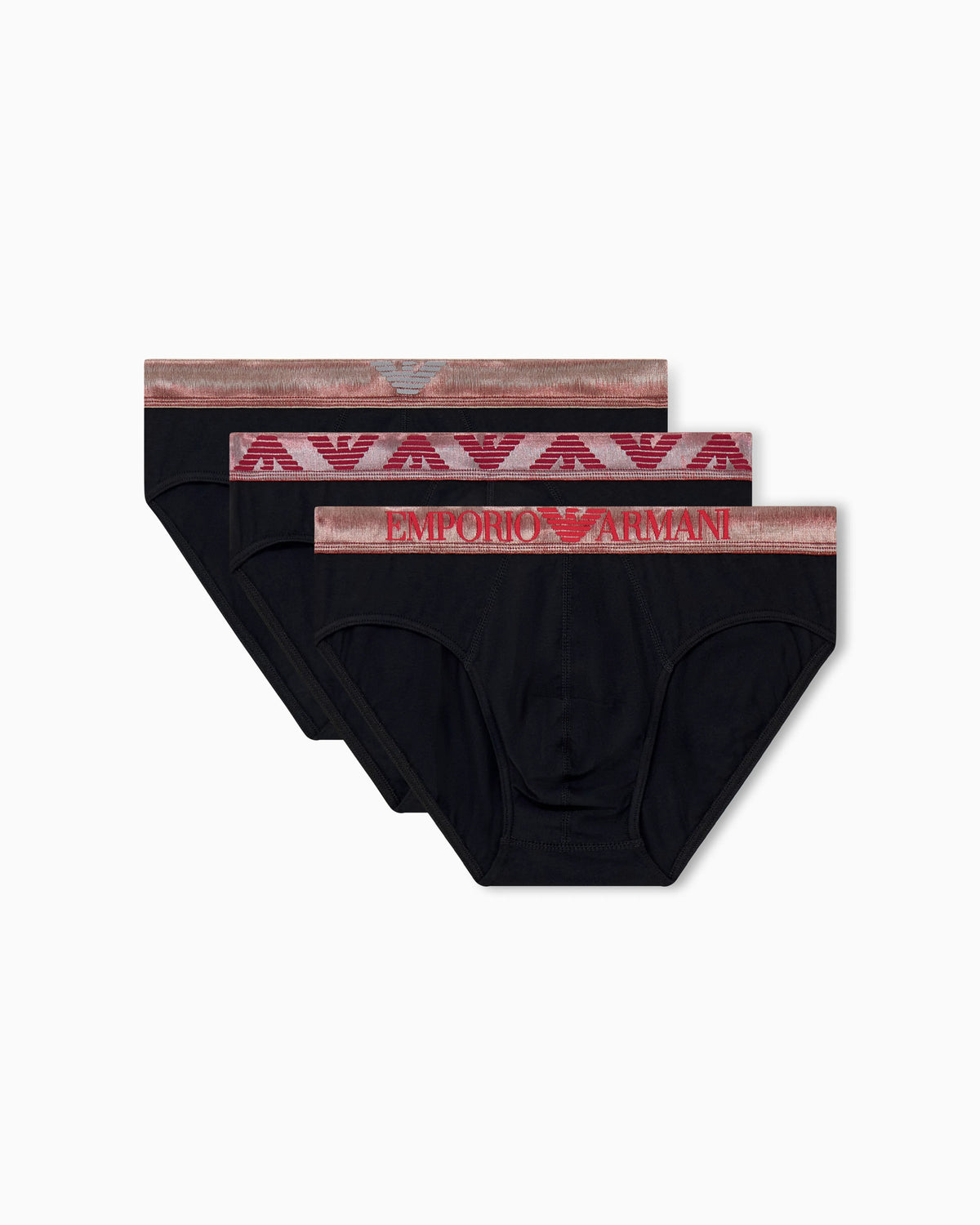 Three-pack of cotton briefs with shiny logo waistband