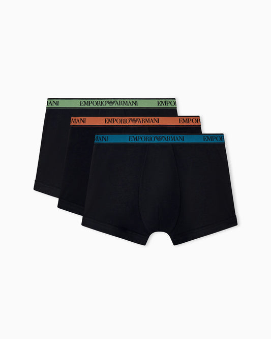 Three-pack of stretch cotton jersey trunks with logo band