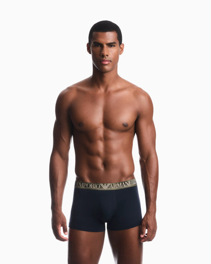 Three-pack of cotton jersey trunks with shiny logo waistband