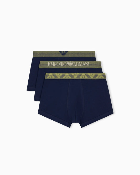 Three-pack of cotton jersey trunks with shiny logo waistband