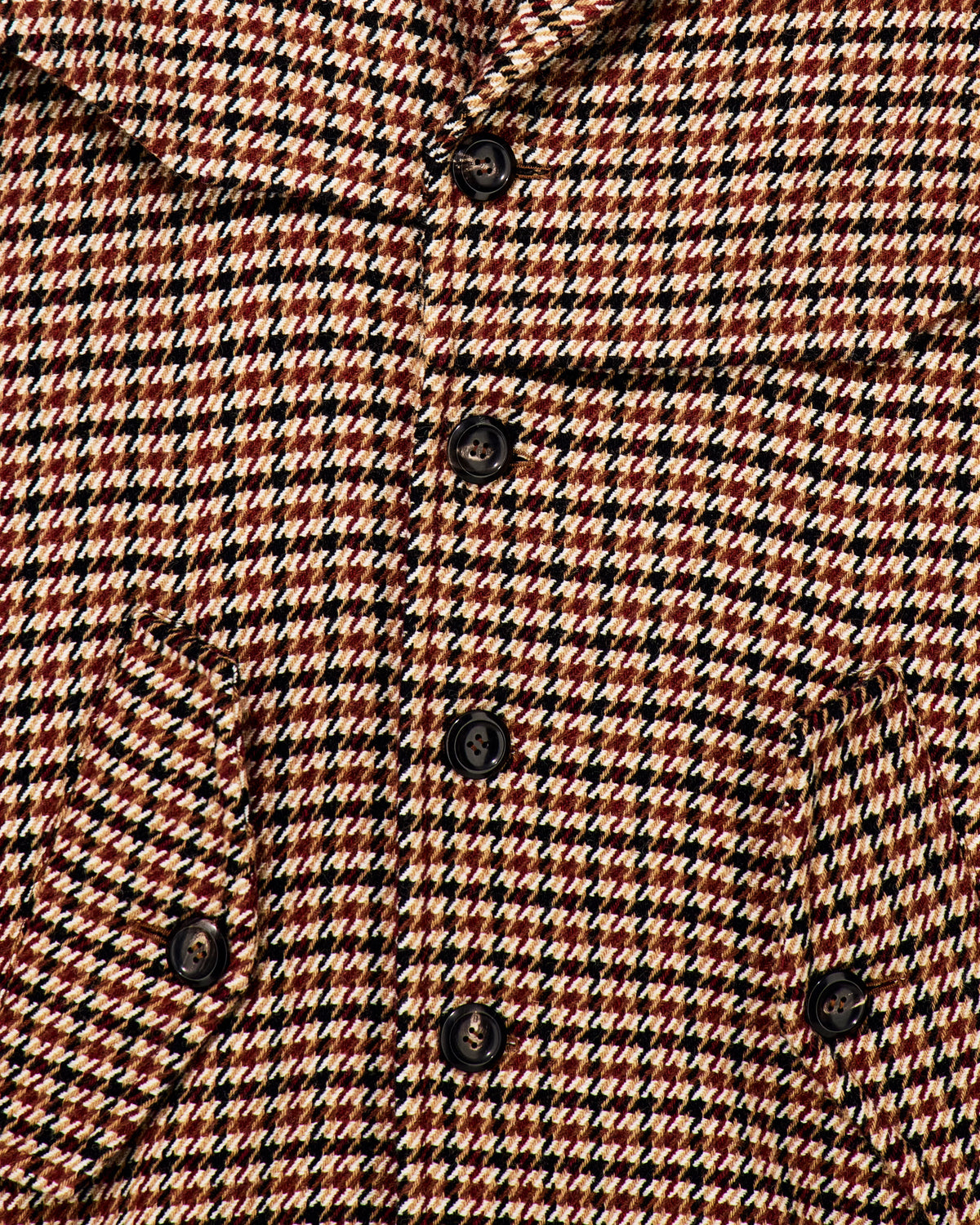 Caban coat in houndstooth virgin wool with a ribbed collar