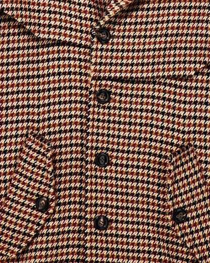 Caban coat in houndstooth virgin wool with a ribbed collar
