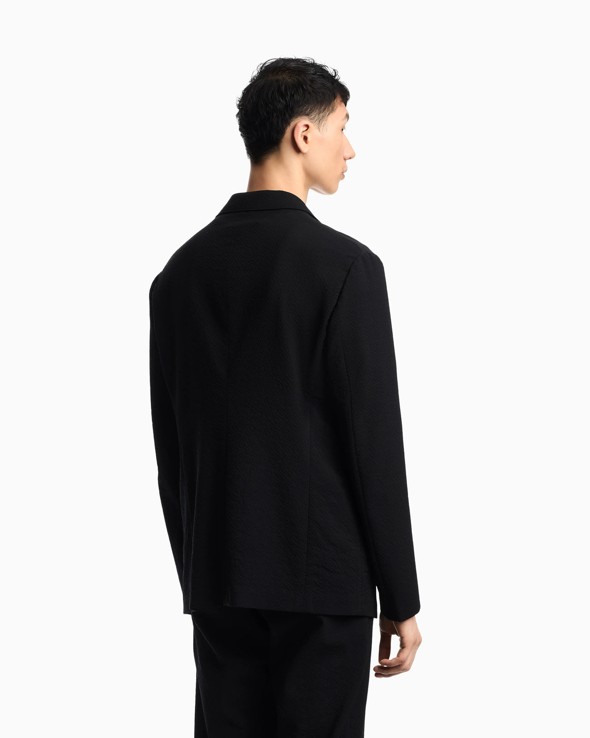 Single-breasted jacket in tropical light wool canvas with detachable inner panel