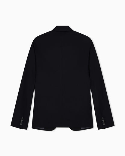 Single-breasted jacket in tropical light wool canvas with detachable inner panel