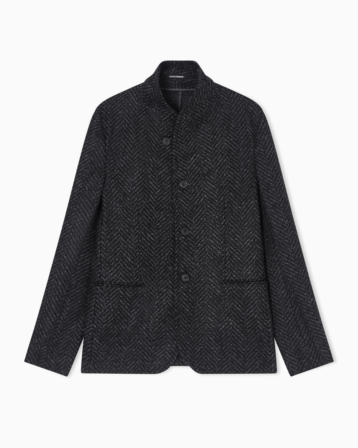 Guru-collar jacket in jacquard jersey with a chevron motif