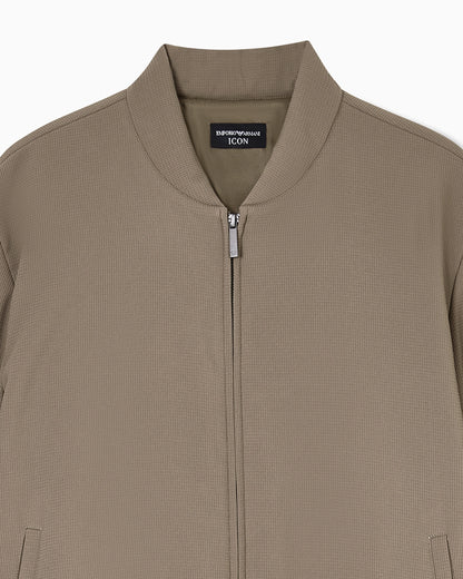 Icon 3D piqué-effect crêpe jersey blouson