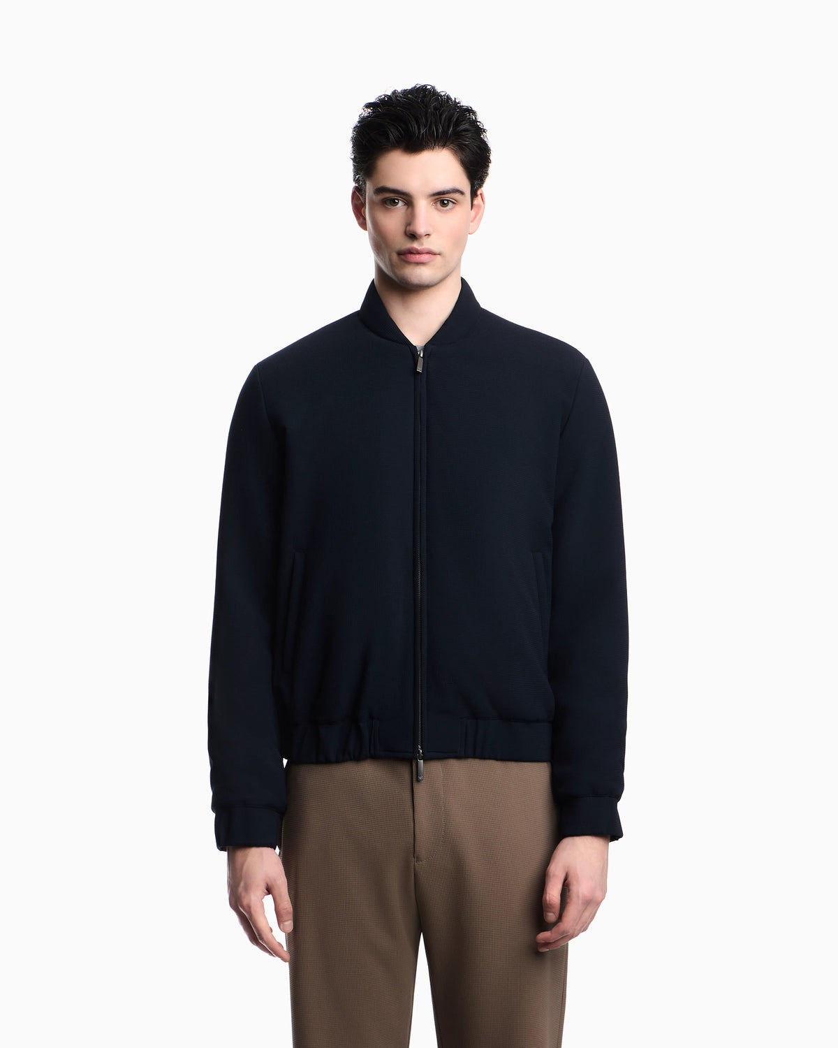 Icon 3D piqué-effect crêpe jersey blouson