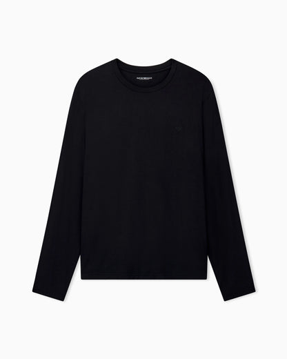 Long sleeve crew neck t-shirt in modal jersey with logo