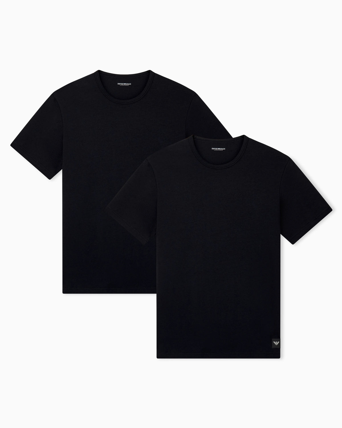 Two-pack cotton jersey crew neck T-shirts with a logo tag