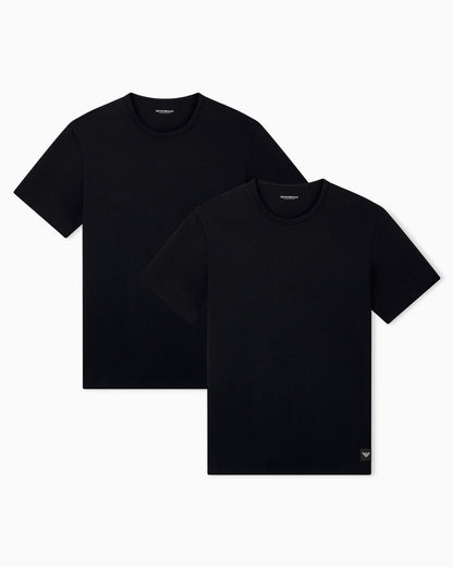Two-pack cotton jersey crew neck T-shirts with a logo tag