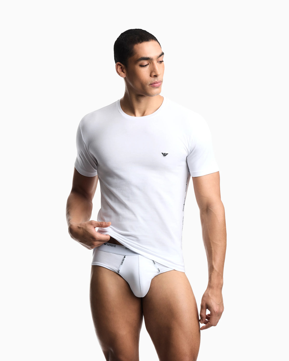 Two-pack cotton crew neck t-shirts with embroidered logo