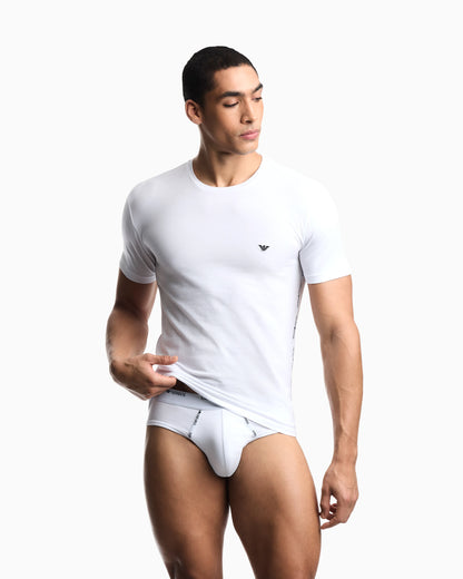 Two-pack cotton crew neck t-shirts with embroidered logo