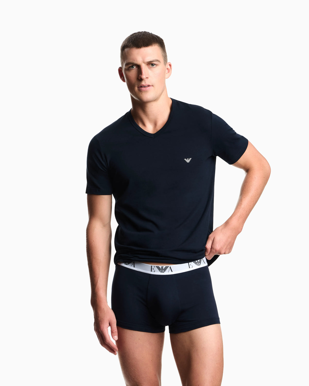 Two-pack of stretch jersey loungewear V-neck T-shirts