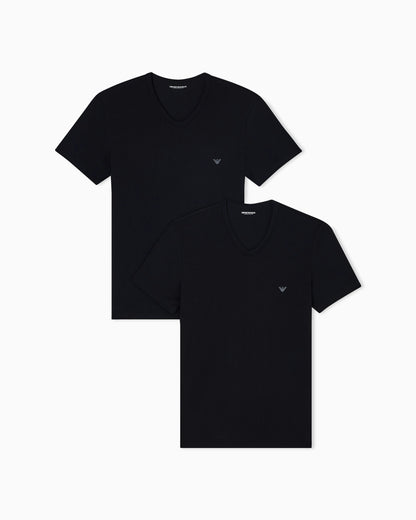 Two-pack of stretch jersey loungewear V-neck T-shirts