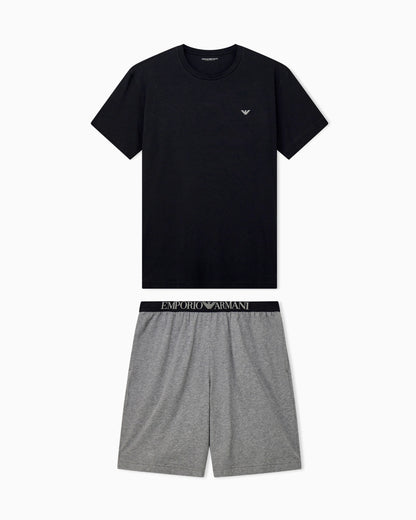 Short pyjama set in cotton jersey with an elastic waistband