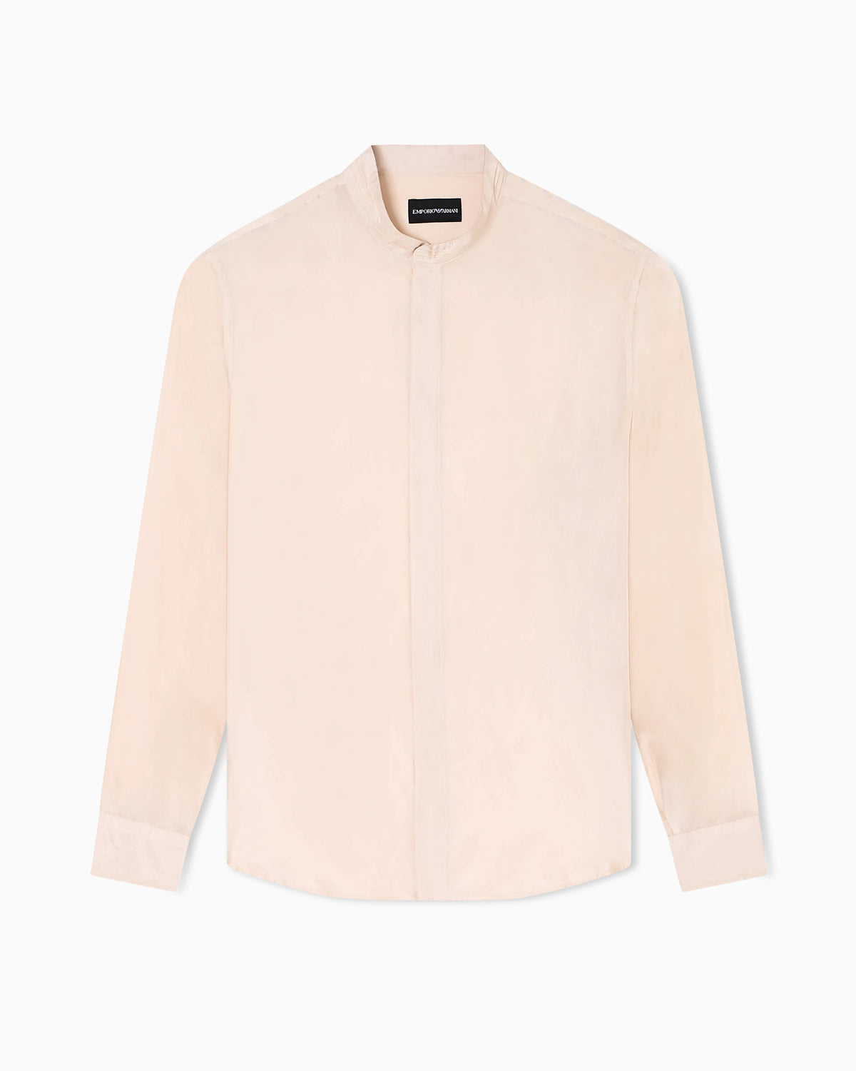 Pleated guru collar shirt in pure silk
