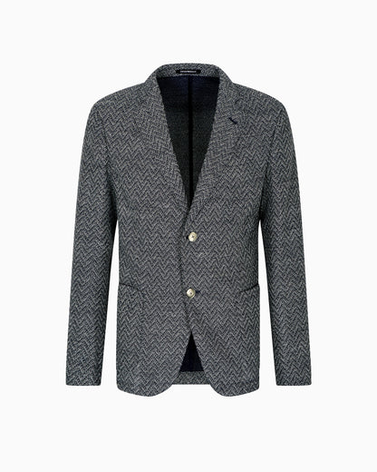 Icon single-breasted jacket in chevron-motif wool