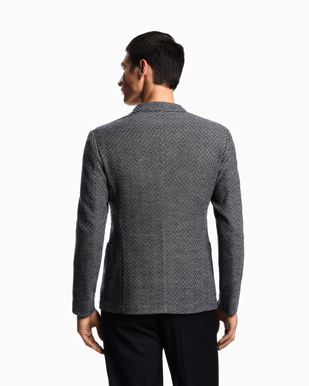 Icon single-breasted jacket in chevron-motif wool