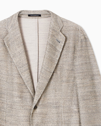 Icon 3D-effect knit single-breasted jacket
