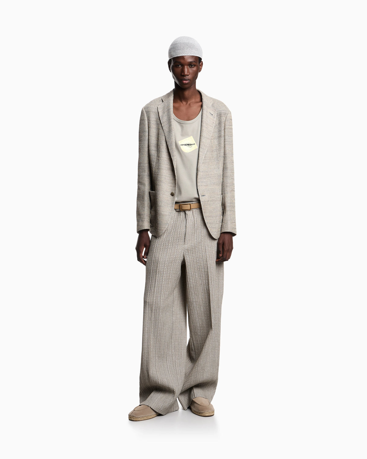 Icon 3D-effect knit single-breasted jacket