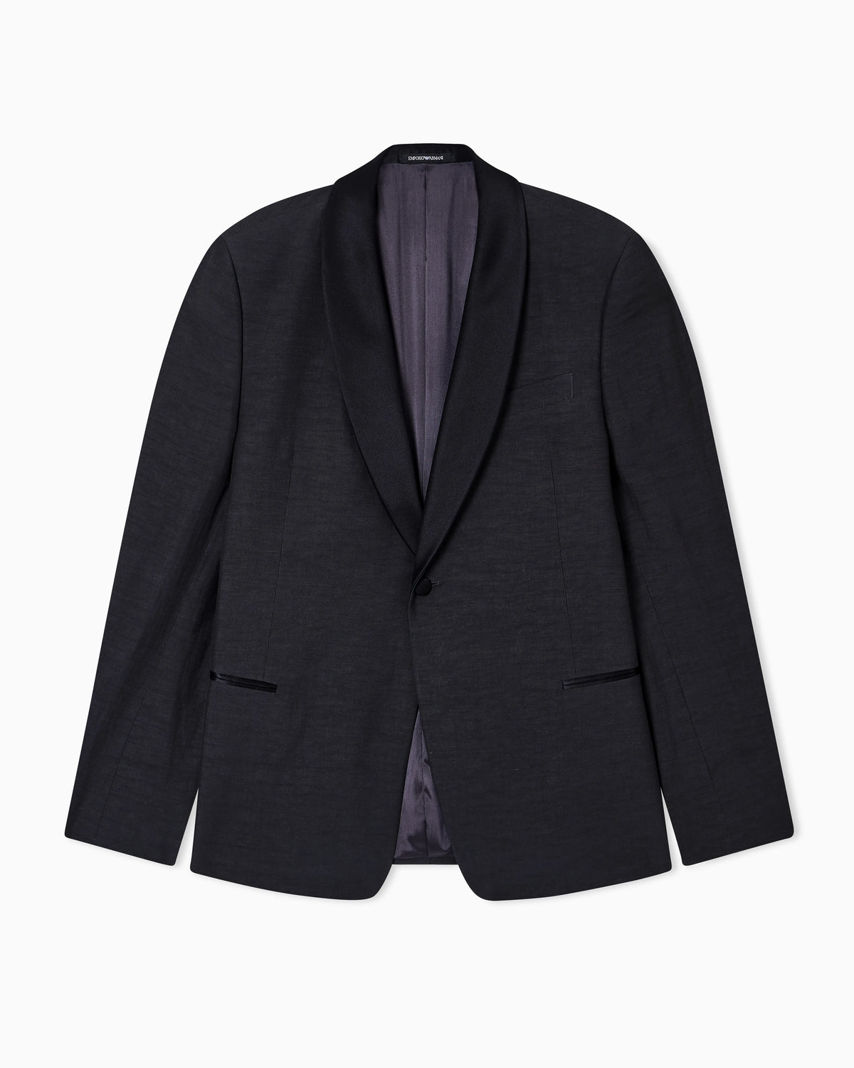 Single-breasted jacket in fil-a-fil linen blend fabric