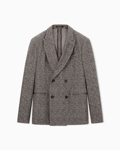 Blazer in a textured cotton mouliné jersey with pockets