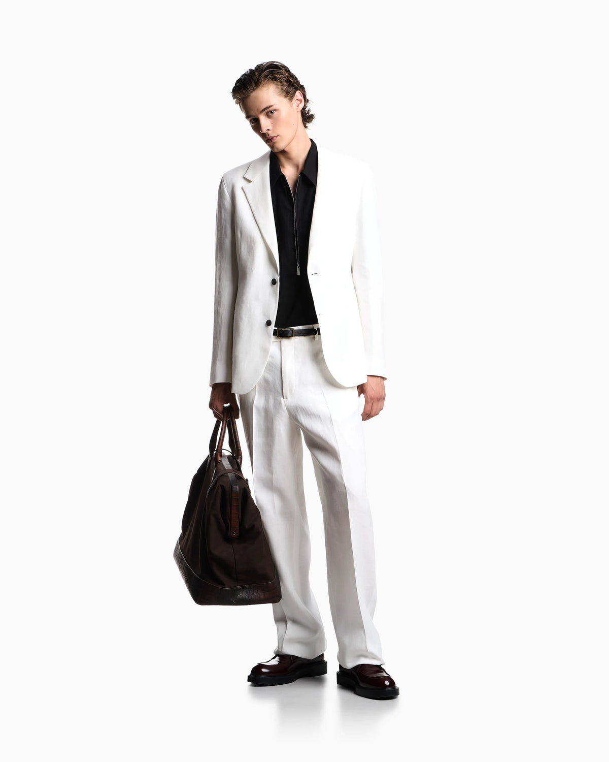 Pure linen single-breasted blazer