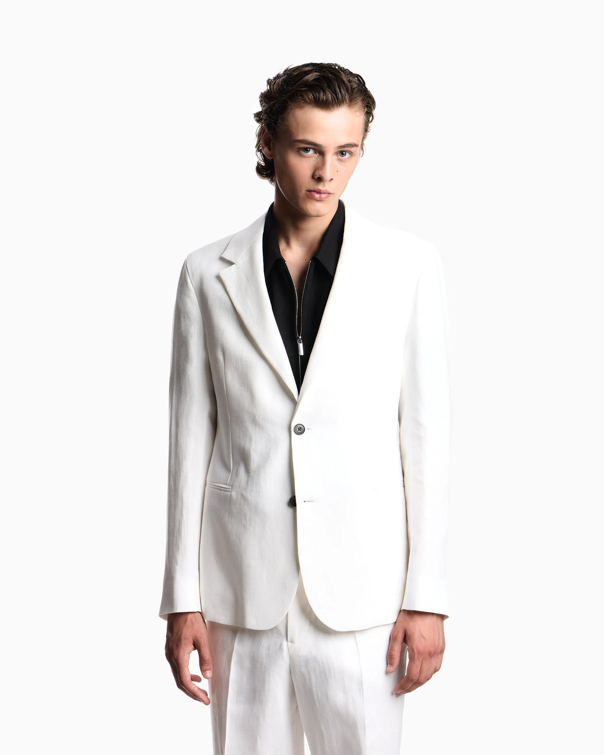 Pure linen single-breasted blazer