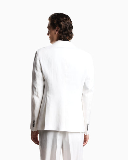 Pure linen single-breasted blazer