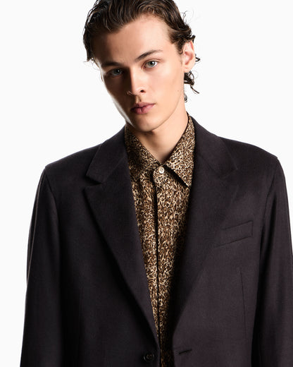 Single-breasted jacket in brushed pure Mongolian cashmere