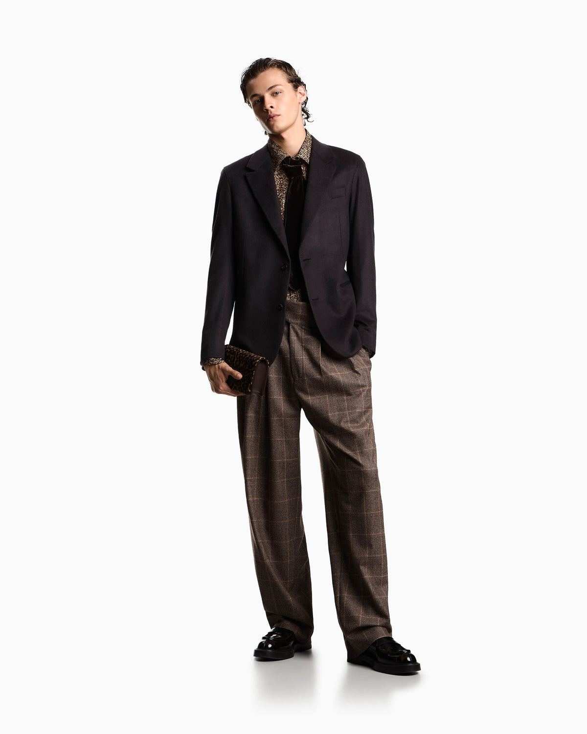 Single-breasted jacket in brushed pure Mongolian cashmere