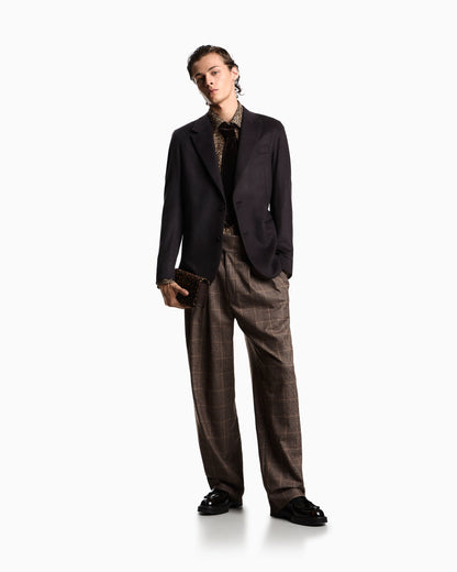 Single-breasted jacket in brushed pure Mongolian cashmere