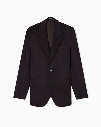 Single-breasted jacket in brushed pure Mongolian cashmere