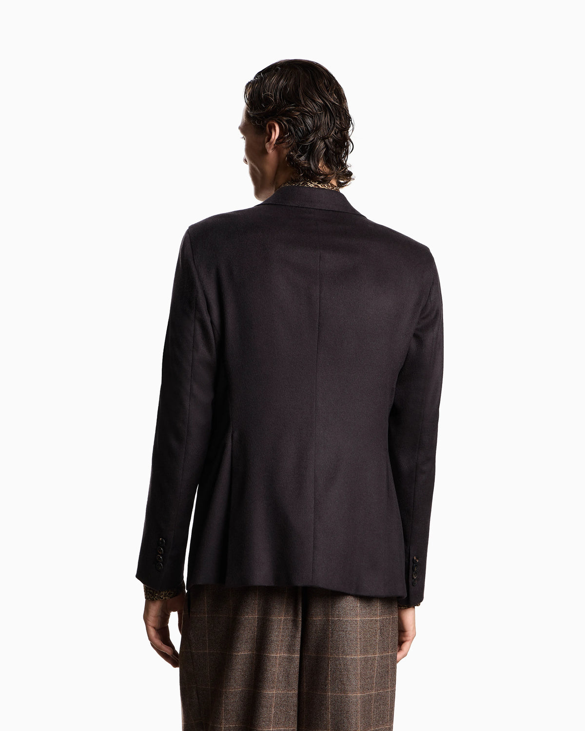 Single-breasted jacket in brushed pure Mongolian cashmere