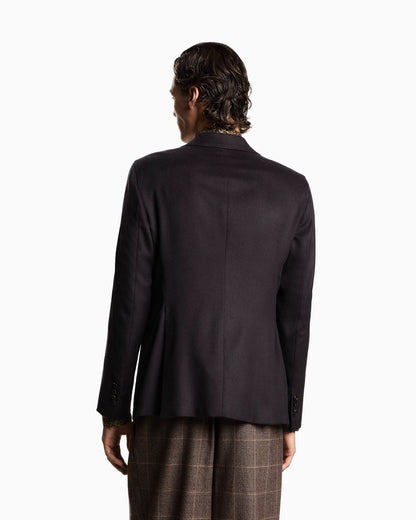 Single-breasted jacket in brushed pure Mongolian cashmere