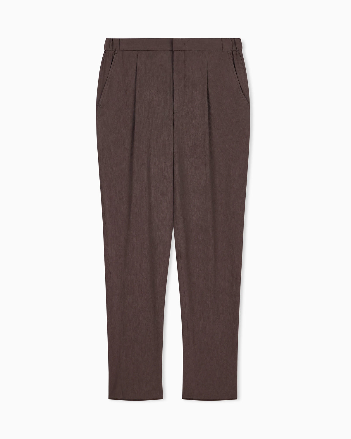 3D wrinkle-effect crêpe fabric trousers
