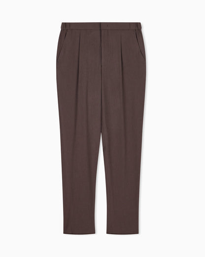 3D wrinkle-effect crêpe fabric trousers